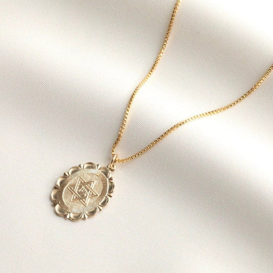 Star of David Gold Medallion Necklace