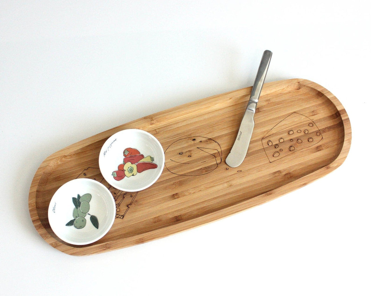 Mickala Design - Modern Bamboo and Ceramic Cheese Tray - ModernTribe
