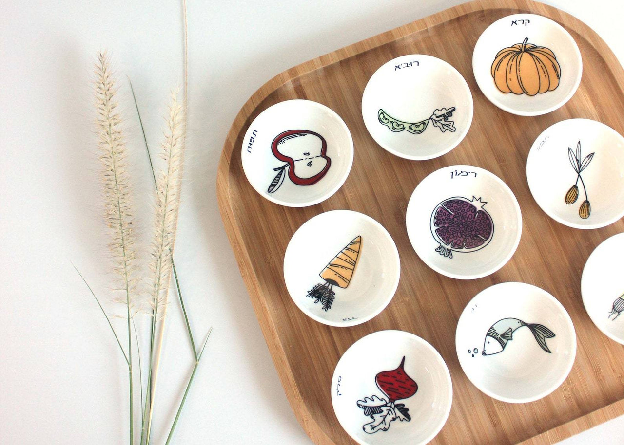 Mickala Design - Modern Rosh Hashanah Simanim Seder Plate - Colorful - ModernTribe