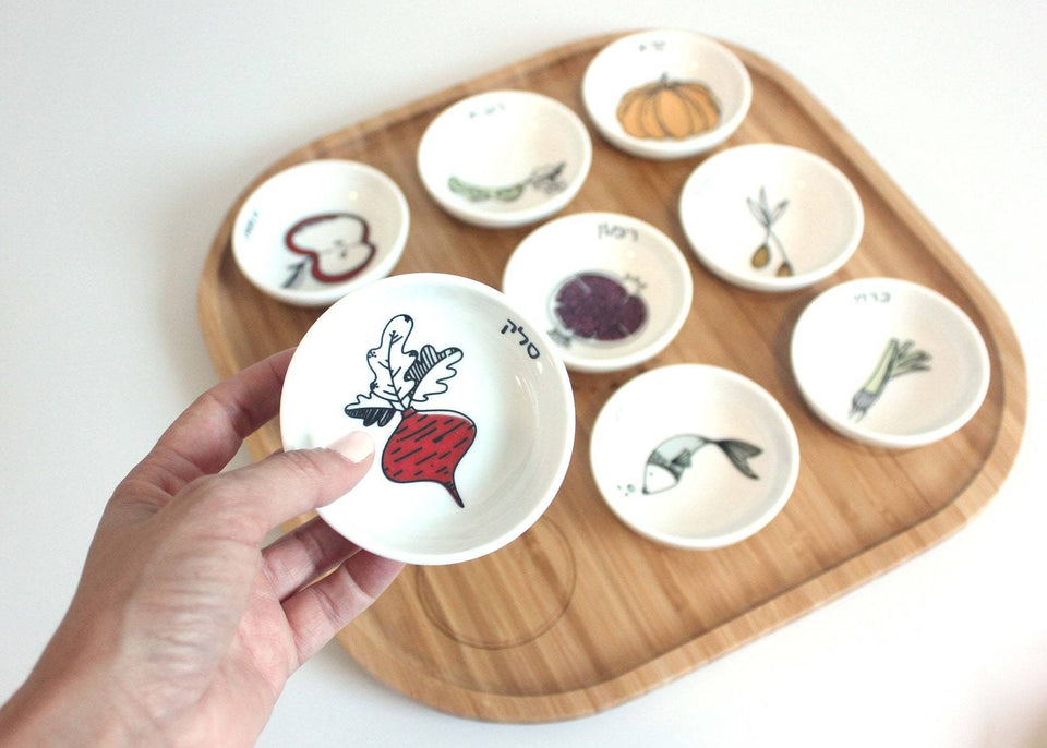 Mickala Design - Modern Rosh Hashanah Simanim Seder Plate - Colorful - ModernTribe