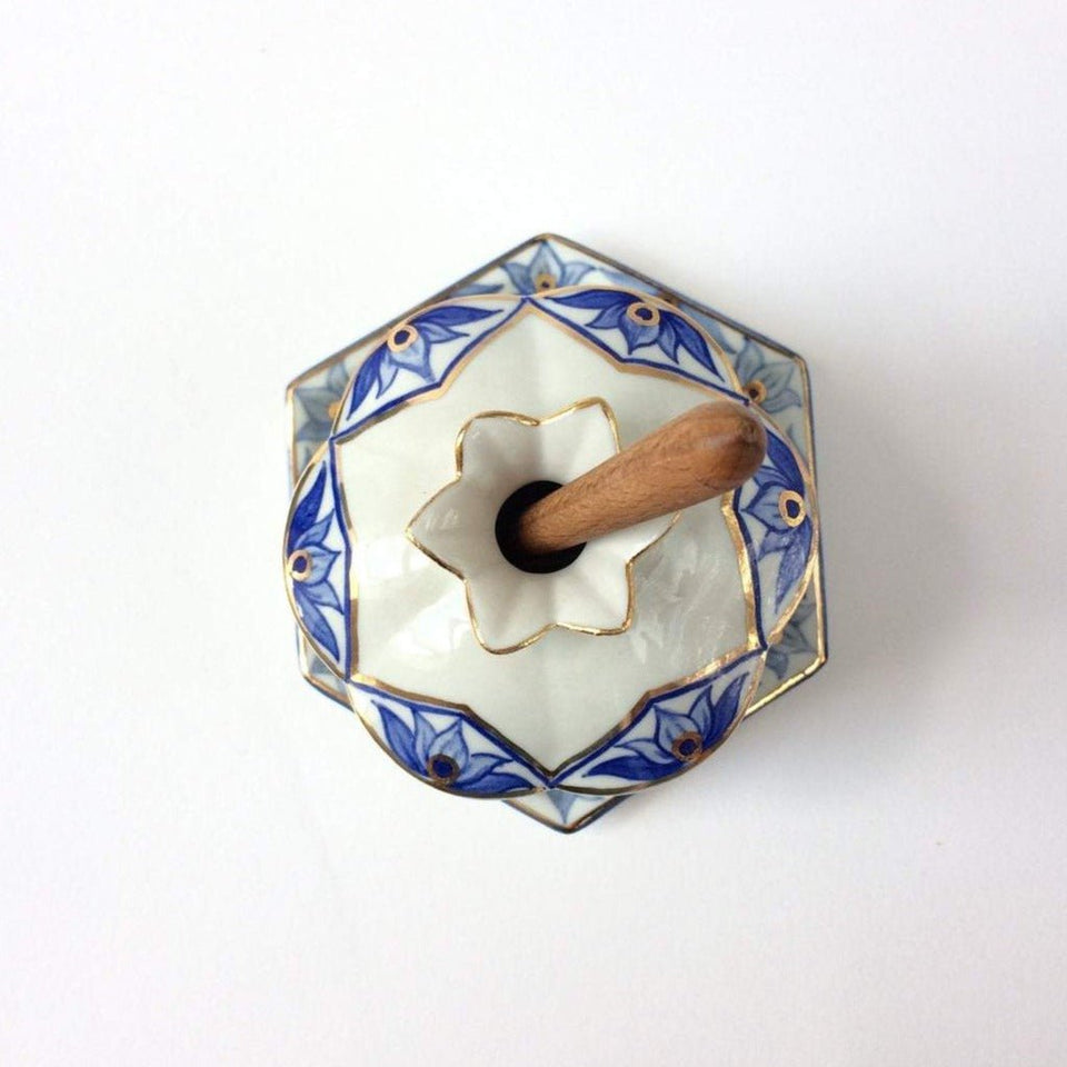 Judaica Hungarica - Blue and White Porcelain Honey Jar with Dipper and Coaster - ModernTribe