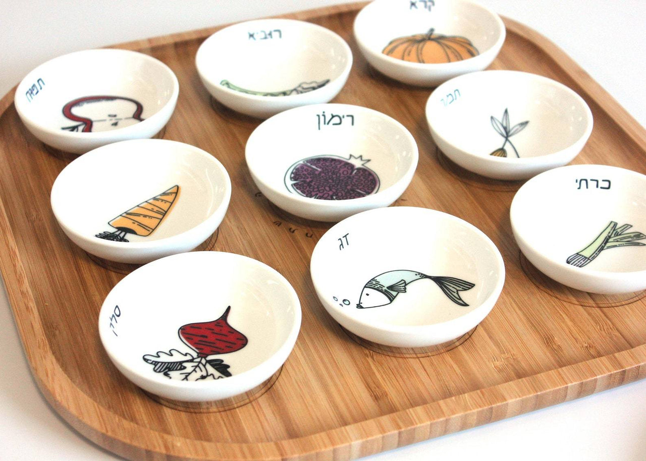 Mickala Design - Modern Rosh Hashanah Simanim Seder Plate - Colorful - ModernTribe