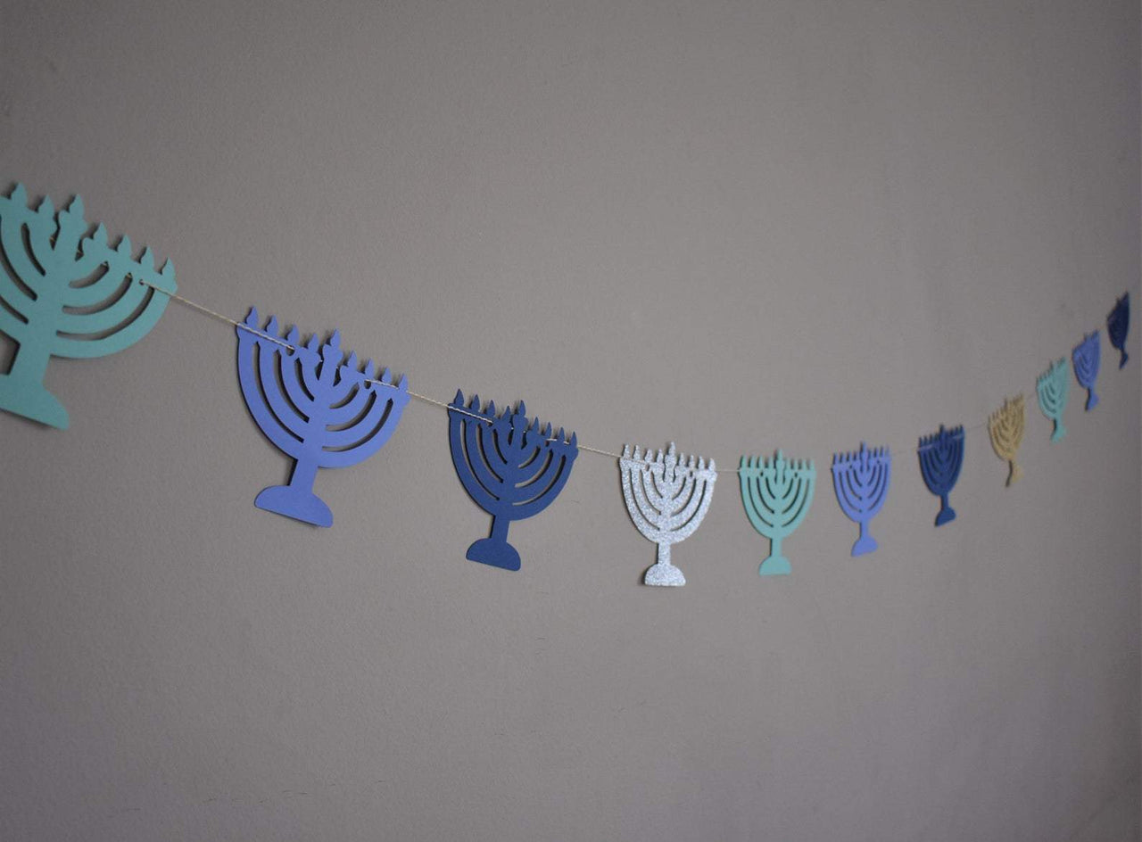 The KitCut - Menorah Garland - Blue and Glitter - ModernTribe