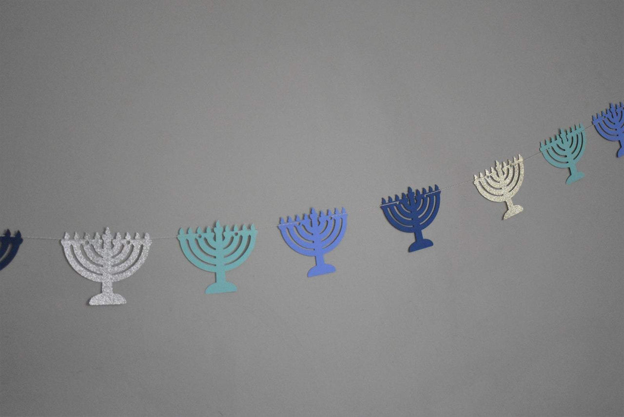 The KitCut - Menorah Garland - Blue and Glitter - ModernTribe