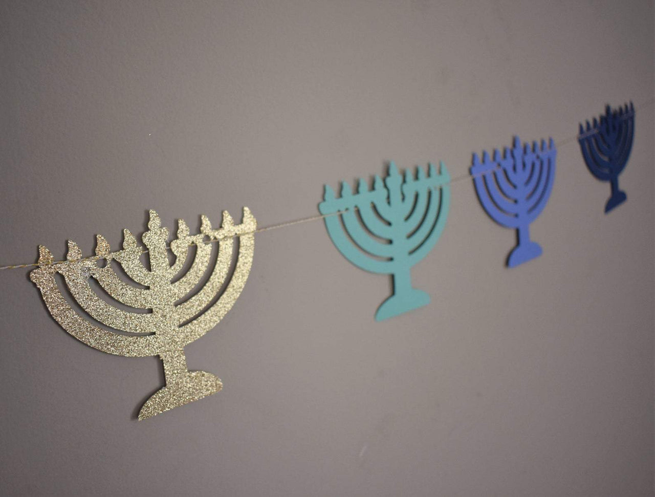 The KitCut - Menorah Garland - Blue and Glitter - ModernTribe
