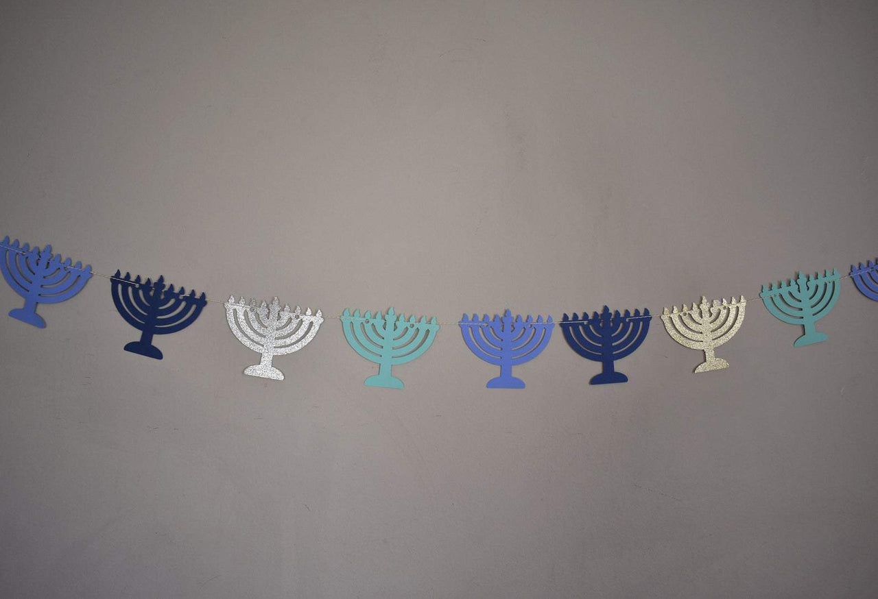 The KitCut - Menorah Garland - Blue and Glitter - ModernTribe