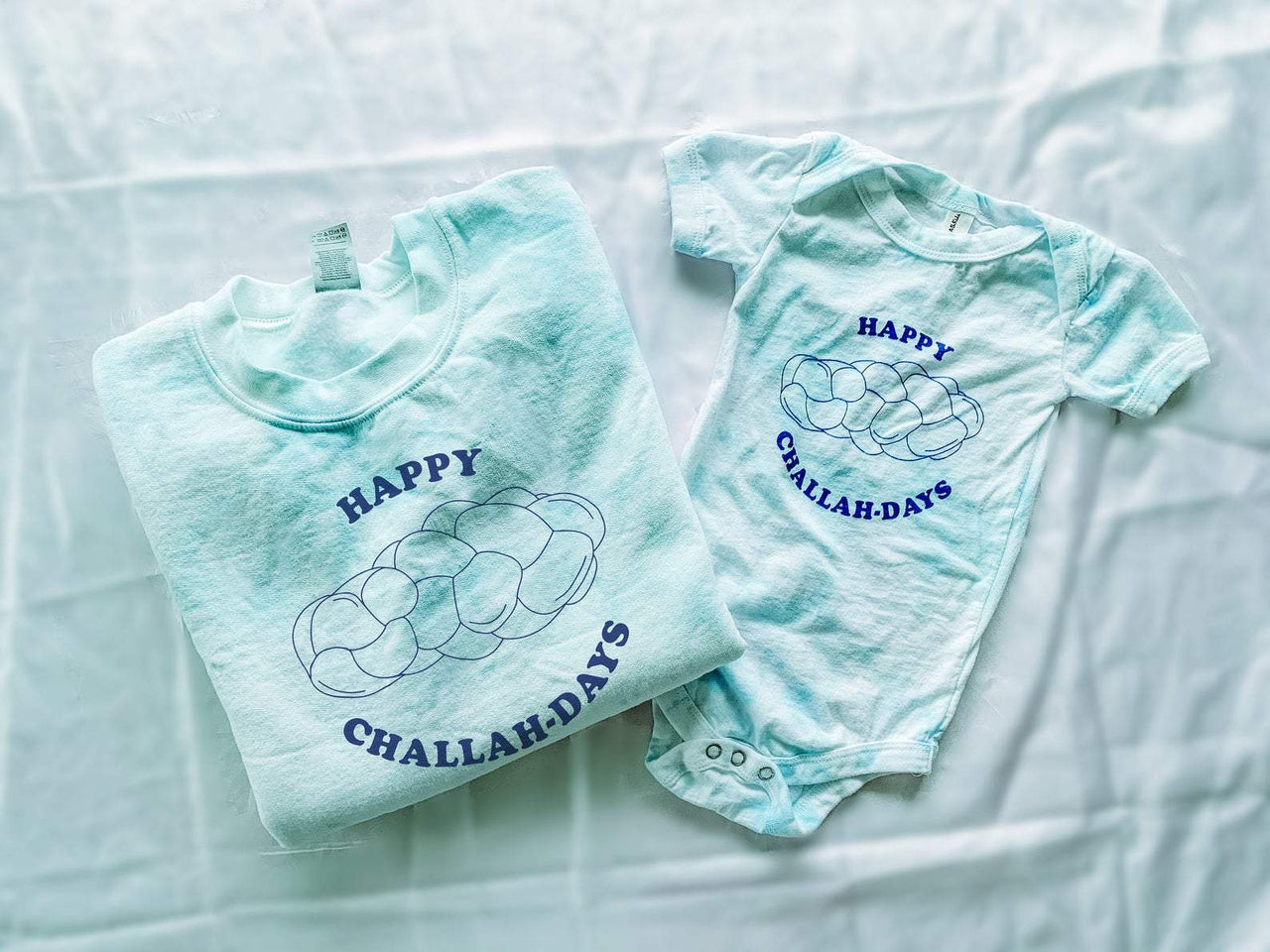 Pink Sundays Studio - Happy Challah Days Tie Dye Baby Onesie - ModernTribe