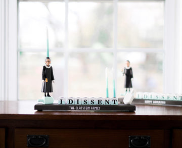 The Glamorous Elephant Menorahs "I Dissent" RBG Ruth Bader Ginsburg Menorah - Standard or Oil