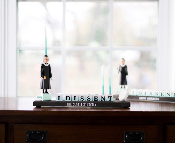 The Glamorous Elephant Menorahs "I Dissent" RBG Ruth Bader Ginsburg Menorah - Standard or Oil