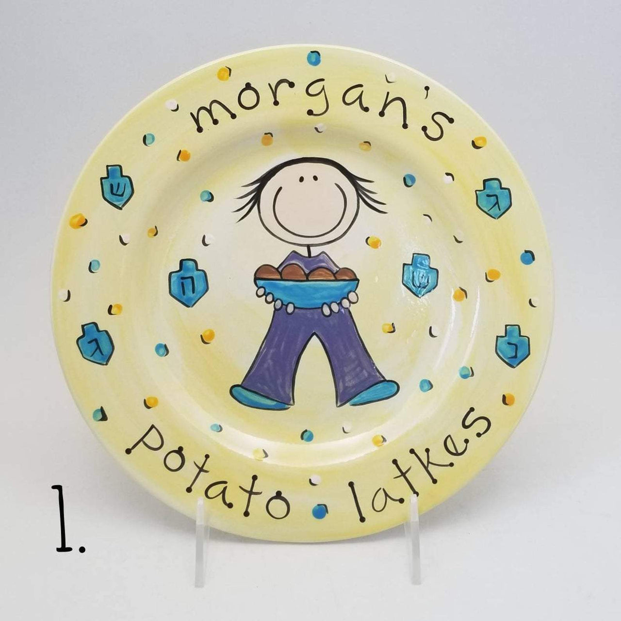 Suzaluna - Personalized Potato Latkes Hanukkah Plate: Feminine, Masculine or Gender Neutral - ModernTribe