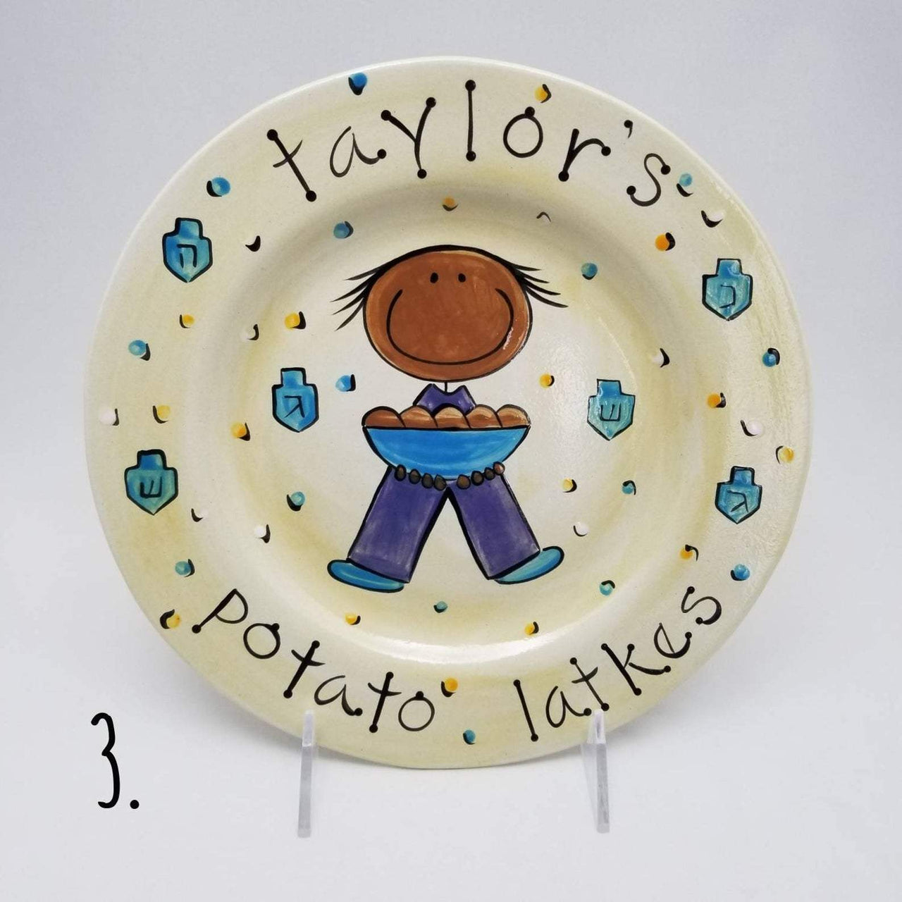Suzaluna - Personalized Potato Latkes Hanukkah Plate: Feminine, Masculine or Gender Neutral - ModernTribe