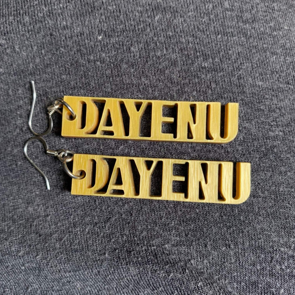 Frikkin Laser Sharks - Dayenu Laser - cut Acrylic Dangle Earrings - Gold or Silver - ModernTribe