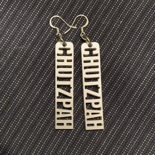 Chutzpah Laser-cut Acrylic Dangle Earrings - Gold or Silver