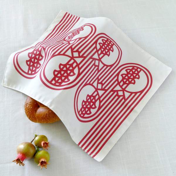 Studio Armadillo - Modern Geometric Pomegranate Challah Cover - Red - ModernTribe