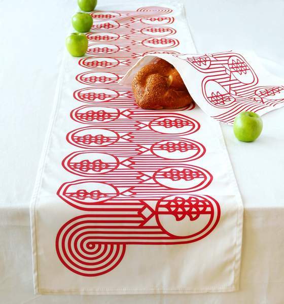 Studio Armadillo - Modern Geometric Pomegranate Table Runner - Red - ModernTribe