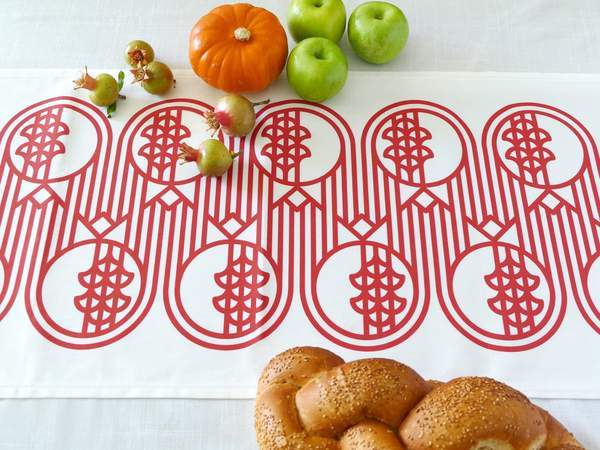 Studio Armadillo - Modern Geometric Pomegranate Table Runner - Red - ModernTribe