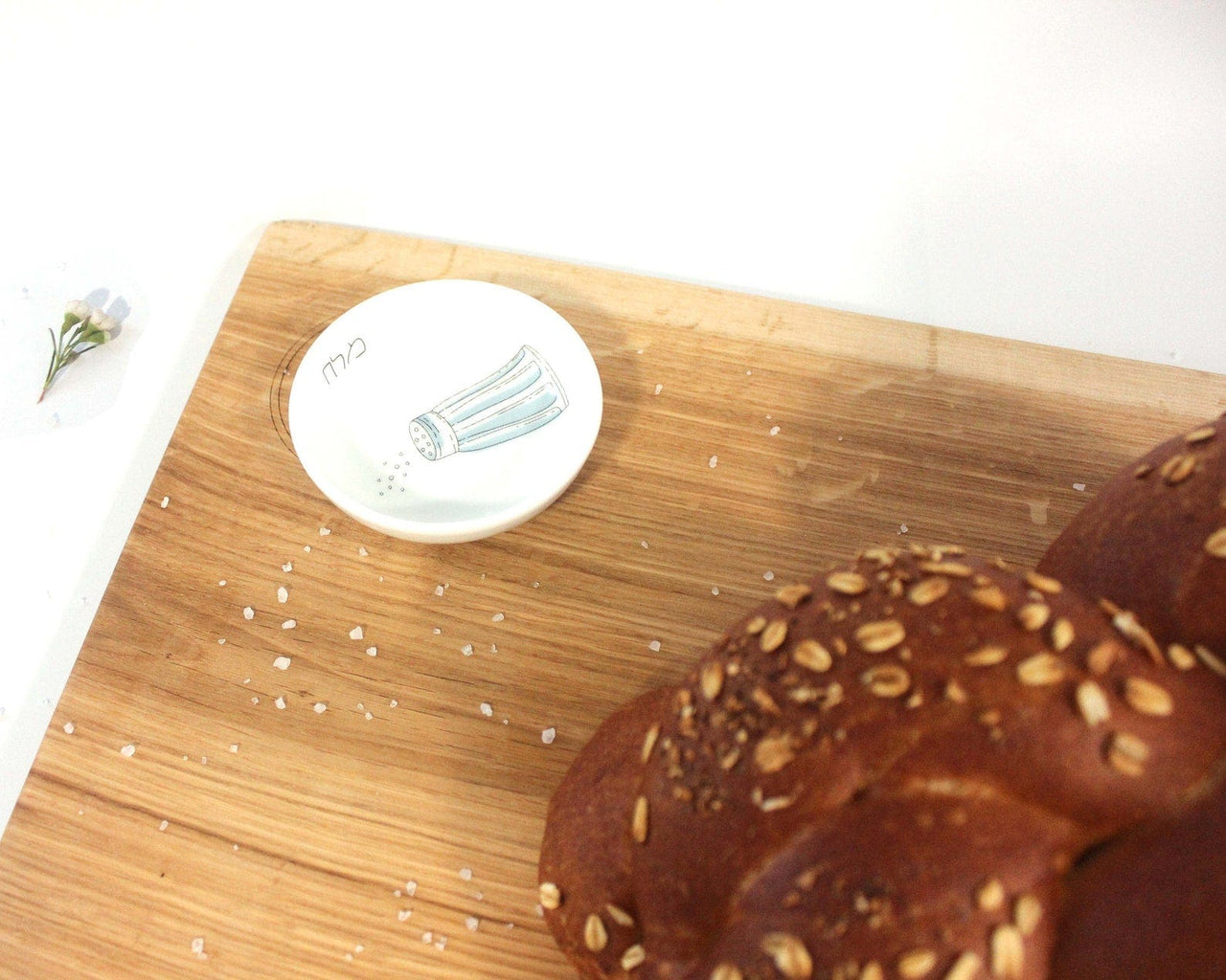 Mickala Design - Oak Challah Board with Ceramic Salt Dish - ModernTribe