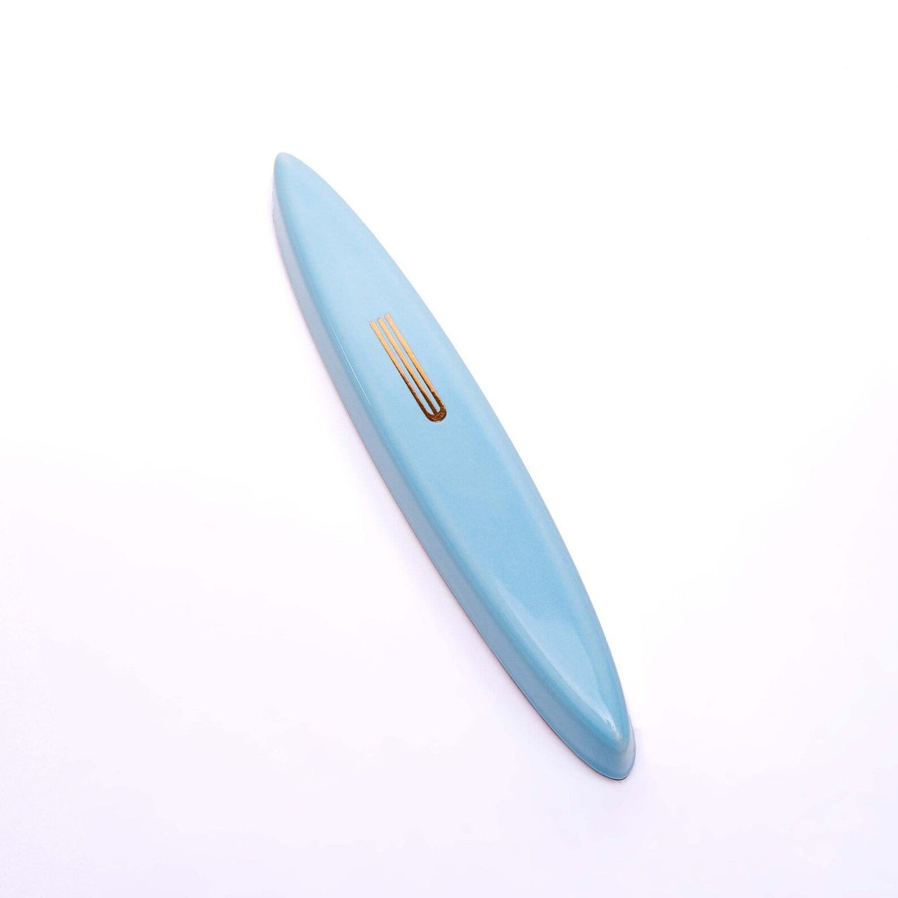 Mickala Design - Light Blue Ceramic Mezuzah Case with Gold Shin by Mickala Design - ModernTribe