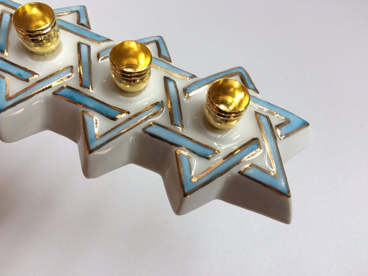 Judaica Hungarica - Porcelain Blue Bird Menorah - ModernTribe