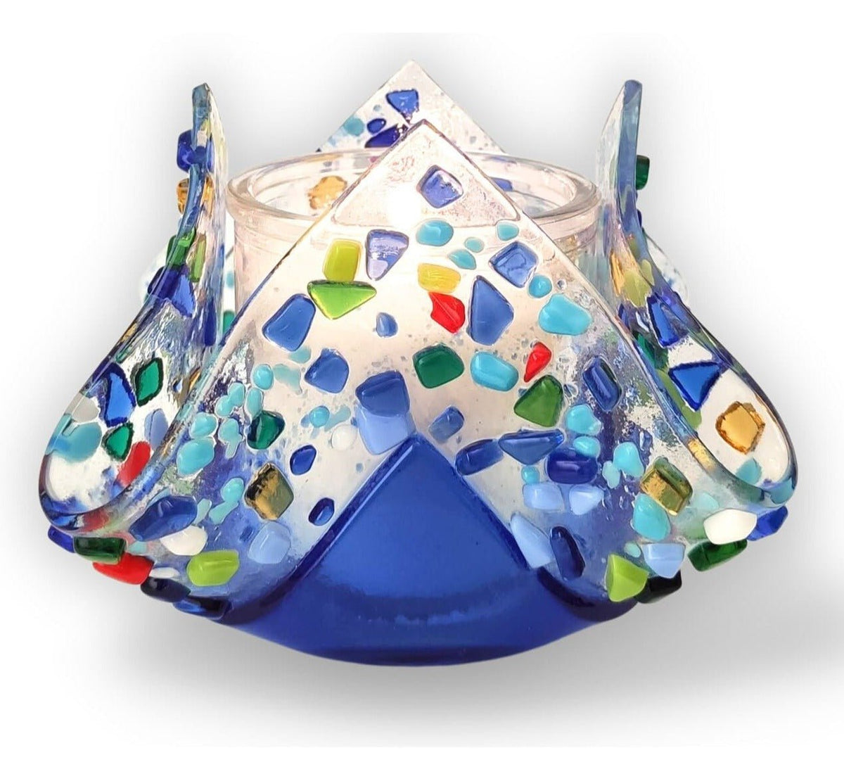 Shevi B Glass Creations - Yahrzeit Candle Holder - Rainbow Stone - ModernTribe