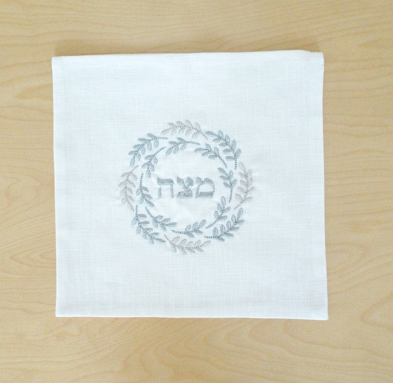 Three Generations - Silver Embroidered Matzah Cover and Afikomen Bag Set - ModernTribe
