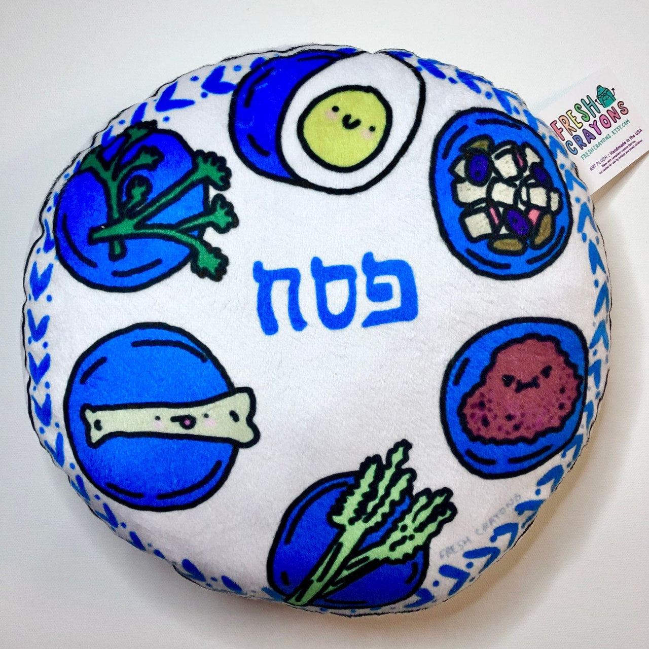 Fresh Crayons - Seder Plate Plush Pillow by Fresh Crayons - ModernTribe