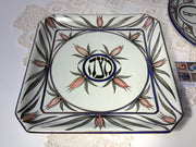 Judaica Hungarica Matzah Plates Salmon, Gray and Gold Floral Porcelain Matzah Plate