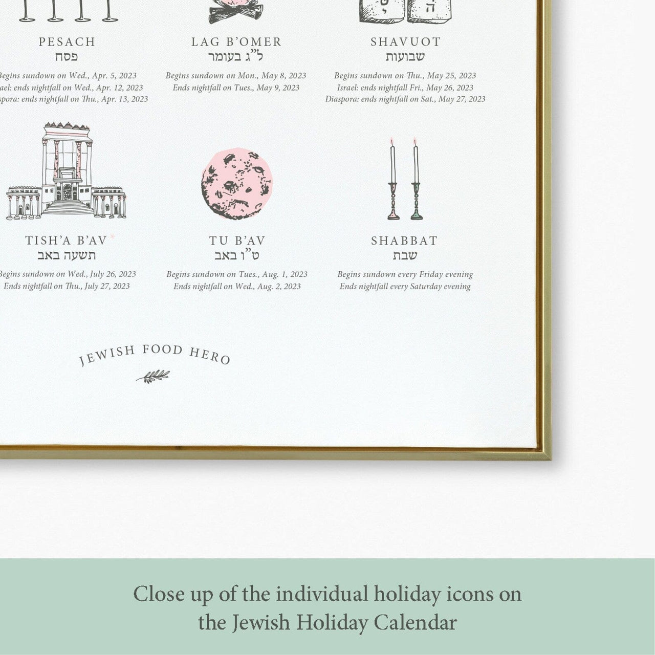 Jewish Food Hero - Jewish Holiday Calendar Print 5783 (2022 - 2023) - Frame Not Included - ModernTribe