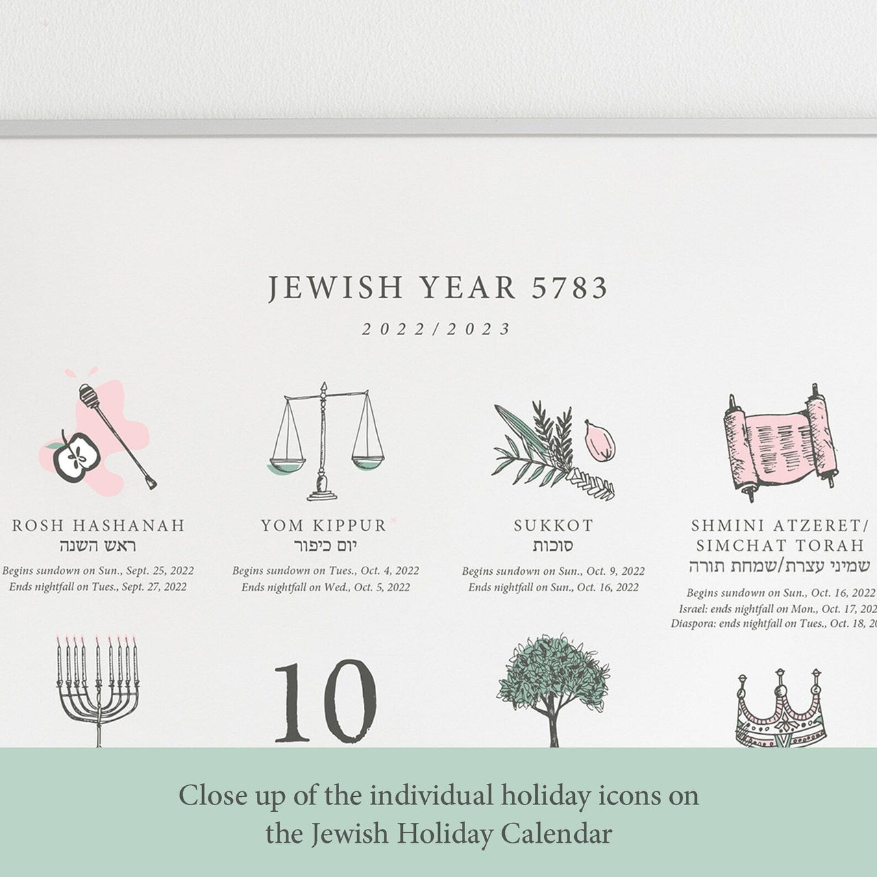 Jewish Food Hero - Jewish Holiday Calendar Print 5783 (2022 - 2023) - Frame Not Included - ModernTribe