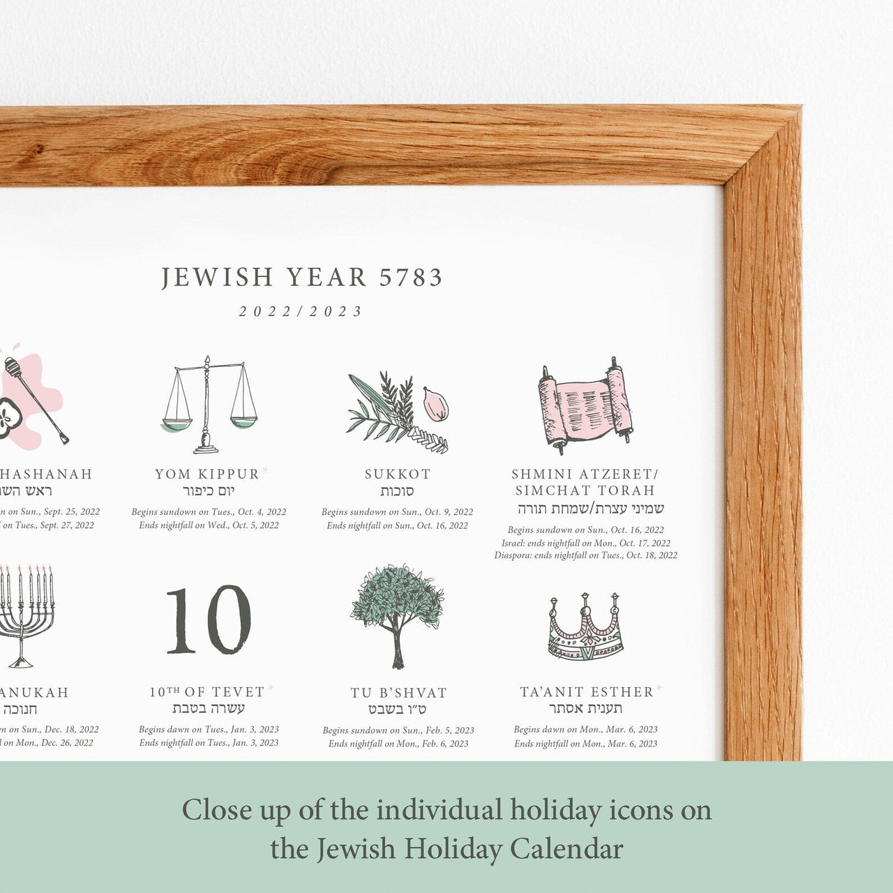 Jewish Food Hero - Jewish Holiday Calendar Print 5783 (2022 - 2023) - Frame Not Included - ModernTribe