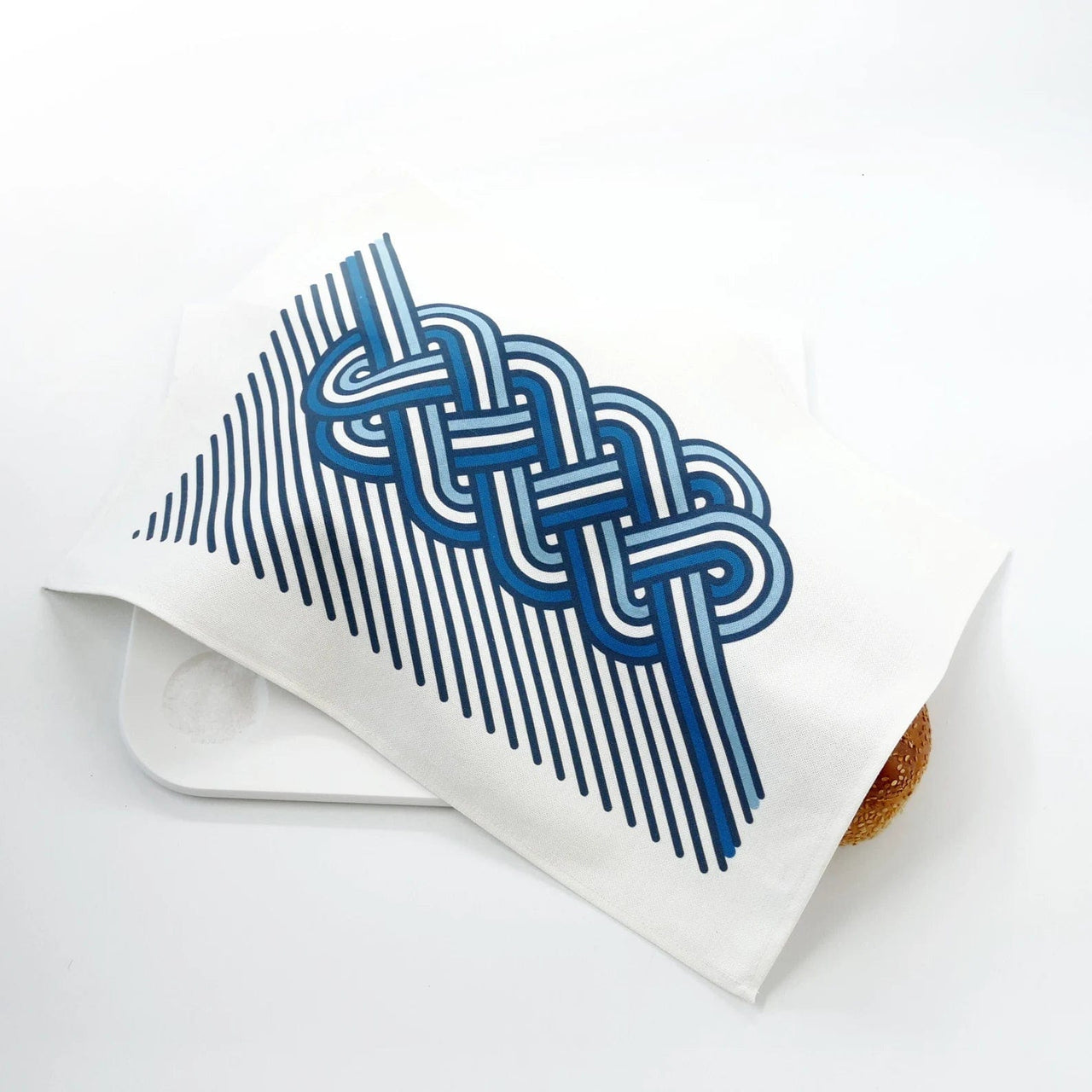 Studio Armadillo - Op - Art Cotton Challah Cover - Shades of Blue - ModernTribe