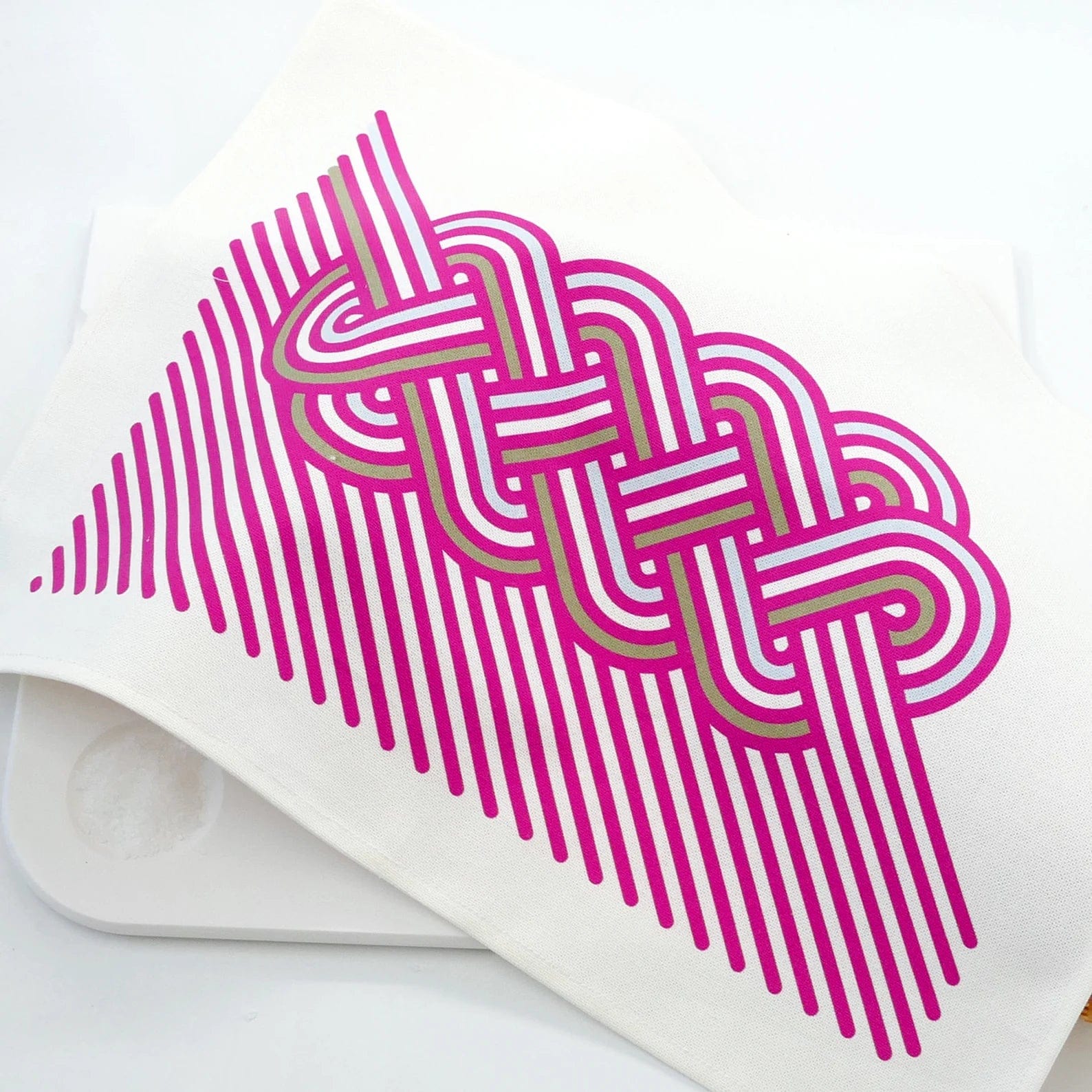 Studio Armadillo Challah Accessories Op-Art Cotton Challah Cover - Pink, Khaki and Light Blue