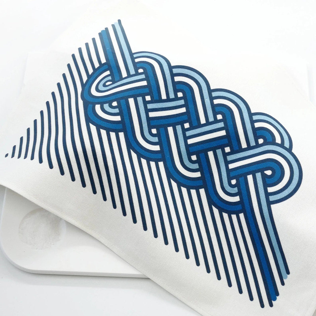 Studio Armadillo - Op - Art Cotton Challah Cover - Shades of Blue - ModernTribe