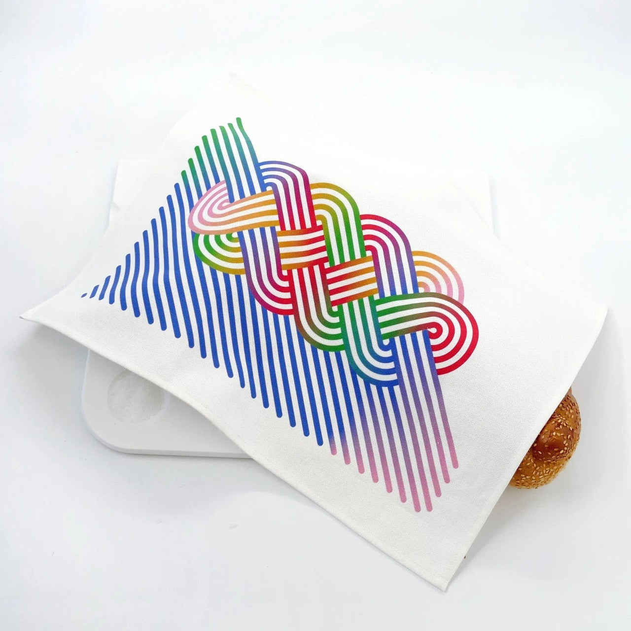 Studio Armadillo - Op - Art Cotton Challah Cover - Rainbow - ModernTribe