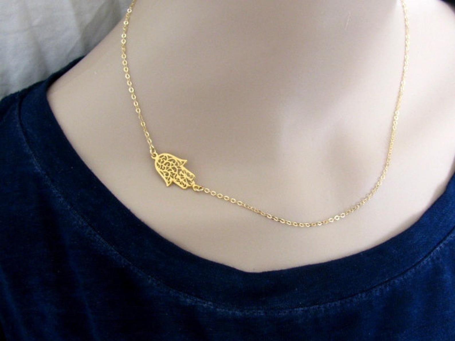 Sideways hot sale hamsa necklace