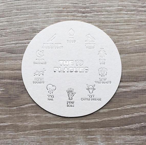 Matanote Stationery - Silver 10 Plagues Passover Coasters, Set of 18 - ModernTribe