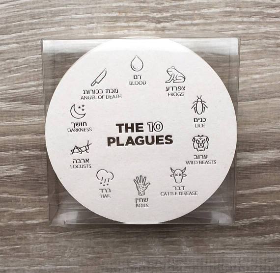 Matanote Stationery - Silver 10 Plagues Passover Coasters, Set of 18 - ModernTribe