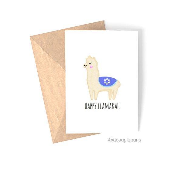 A Couple Puns - Happy Llamakah Greeting Card, Box of 6 - ModernTribe