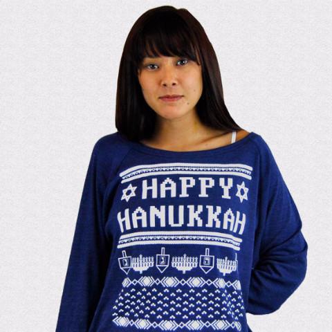 Wethouse Sweaters Happy Hanukkah Ugly Hanukkah Sweater-Shirt - Women's