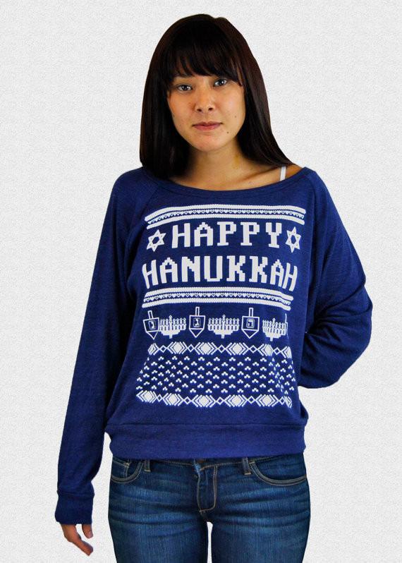 Wethouse - Happy Hanukkah Ugly Hanukkah Sweater - Shirt - Women's - ModernTribe
