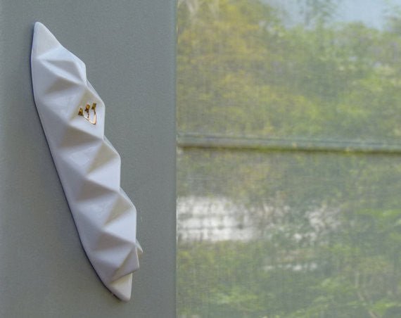 Studio Armadillo - Origami Mezuzah - White and Gold - ModernTribe