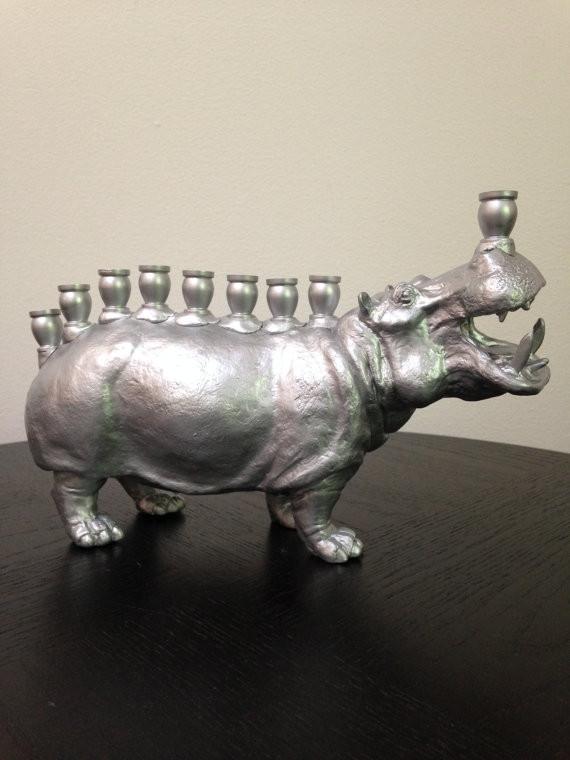 The Vanilla Studio - Menoppopotamus - Hippo Menorah in Silver - ModernTribe