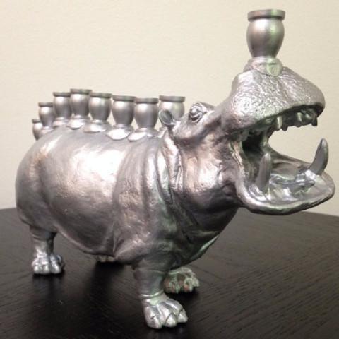 The Vanilla Studio - Menoppopotamus - Hippo Menorah in Silver - ModernTribe