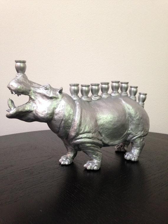 The Vanilla Studio - Menoppopotamus - Hippo Menorah in Silver - ModernTribe