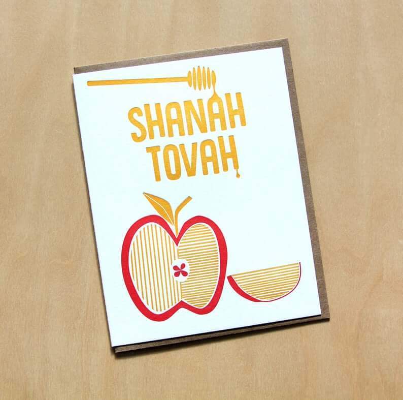 WishboneLetterpress - Shanah Tova Letterpress Rosh Hashanah Card - Set of 6 - ModernTribe