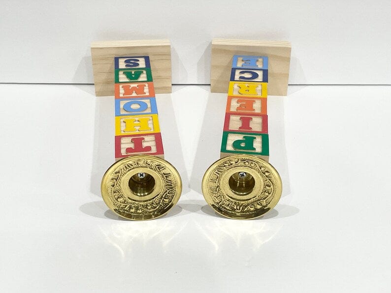 Don't Forget the Gift - Personalized Name Block Shabbat Candlesticks - (Choice of Colors) - ModernTribe