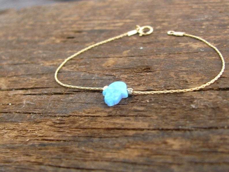 Mini Maxi - Blue Opal Hamsa Bracelet - Silver or Gold - ModernTribe