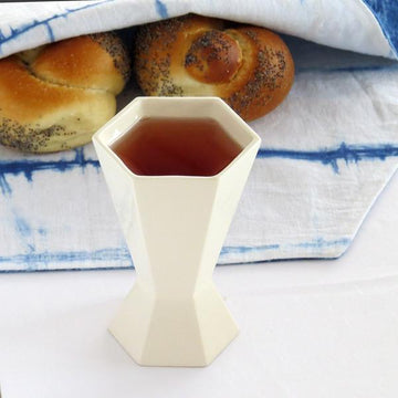 Studio Armadillo Kiddush Cup Minimalist White Shabbat Kiddush Cup