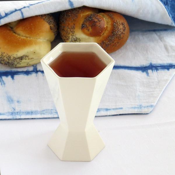 Studio Armadillo Kiddush Cup Minimalist White Shabbat Kiddush Cup