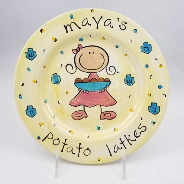 Suzaluna Serving Pieces Personalized Potato Latkes Hanukkah Plate: Feminine, Masculine or Gender Neutral